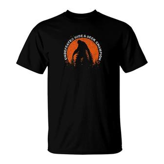 Undefeated Hide Seek Champion Bigfoot Hiking T-Shirt - Monsterry CA