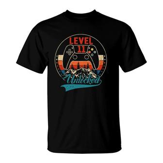Unlocked Level 11 Birthday 11 Years Old Video Game Controller T-Shirt - Seseable