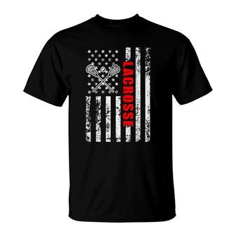 Us American Flag Lacrosse Patriotic Lacrosse T-Shirt - Seseable