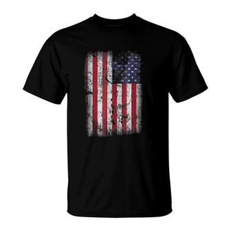 Usa Flag 4Th July 4 Red White Blue Stars Stripes Tee T-Shirt - Seseable