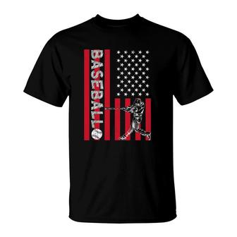 Usa Flag Batter Baseball Player American Sport Baseball T-Shirt - Seseable