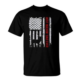 Usa Flag Best Buckin Dad Ever Deer Hunting Fathers Day T-Shirt - Seseable