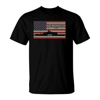 Uss Indianapolis Lcs-17 Littoral Combat Ship Usa Flag T-Shirt | Mazezy