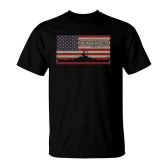 Uss Massachusetts Bb 59 Ww2 Battleship Usa American Flag T-Shirt - Seseable