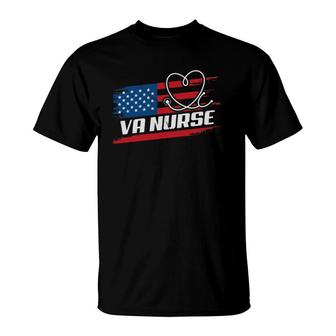 Va Nurse Usa American Flag Stethoscope 4Th Of July Patriotic T-Shirt - Seseable
