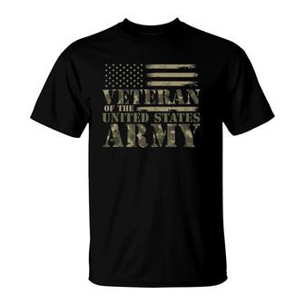 Veteran Of The United States Army Camouflage Us Flag Veteran  T-Shirt