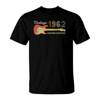 Vintage 1962 Birthday Gifts Guitar Lovers 60Th Birthday T-Shirt | Mazezy