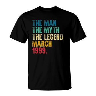 Vintage 1999 Man Myth Legend 22Nd Birthday Gift Retro 22 Years Old T-Shirt