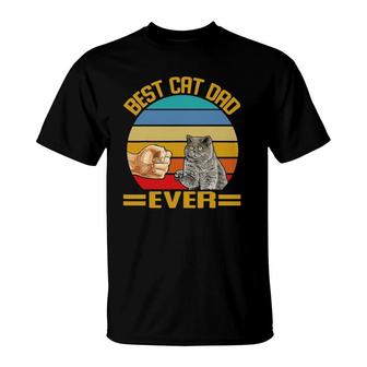 Vintage Best Cat Dad Ever British Shorthair Cats Dad T-Shirt - Seseable