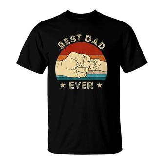 Vintage Best Dad Ever Fist Bump Funny Fathers Day Daddy Gift T-Shirt - Seseable
