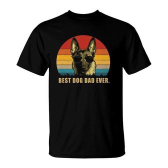 Vintage Best Dog Dad Ever Belgian Malinois S T-Shirt - Seseable