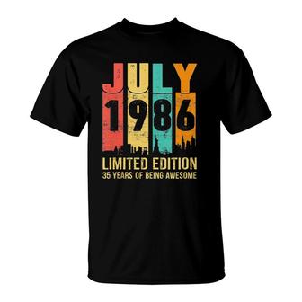 Vintage July 1986 Limited Edition 35 Years Old 35Th Birthday T-Shirt | Seseable CA