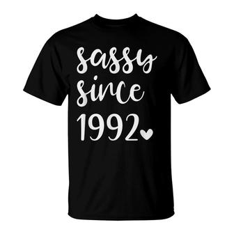 Vintage Sassy Since 1992 Novelty 1992 Women Birthday Party T-Shirt - Seseable