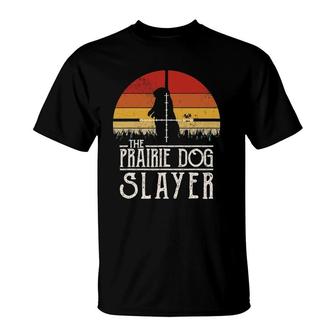 Vintage Sunset Prairie Dog Hunting Prairie Dog Slayer T-Shirt | Mazezy