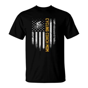 Vintage Usa American Flag Proud Cycling Coach Mom Biker T-Shirt - Seseable