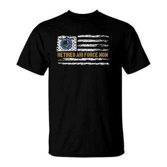 Vintage Usa American Flag Proud Retired Us Air Force Mom T-Shirt - Seseable
