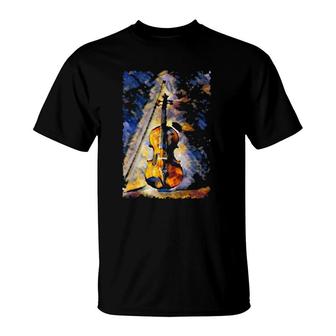 Violin Painting Violinist Music Orchestra String Player Art T-Shirt - Seseable
