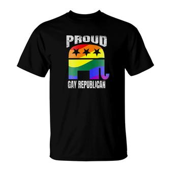Vote Republican Gay Pride Flag Elephant Vintage T-Shirt - Monsterry