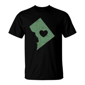 Washington DC Love Heart Gray Green T-Shirt | Mazezy