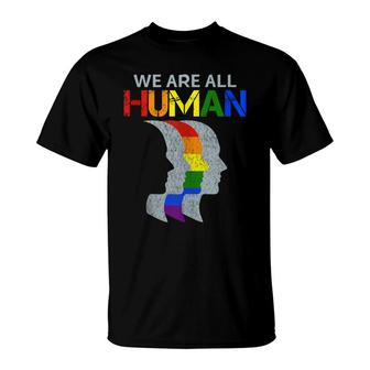We Are All Human Lgbt Flag Face Gay Pride Month Queer T-Shirt - Seseable