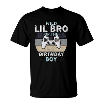 Wild Lil Bro Of The Birthday Boy Video Gamer Brother T-Shirt | Mazezy