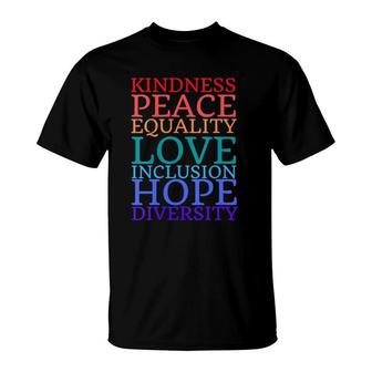 Womens 2021 Human Rights Peace Love Inclusion Equality Diversity V-Neck T-Shirt | Mazezy