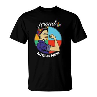 Womens Autism Awareness Month Mama Autistic Proud Autism Mom T-Shirt - Seseable