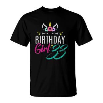 Womens Birthday Girl 33 Years Old Gift Cute Unicorn Face 33Rd Bday T-Shirt - Seseable