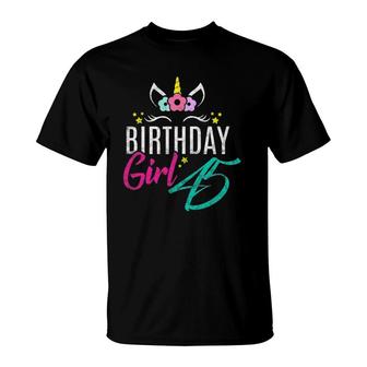 Womens Birthday Girl 45 Years Old Gift Cute Unicorn Face 45Th Bday T-Shirt - Seseable