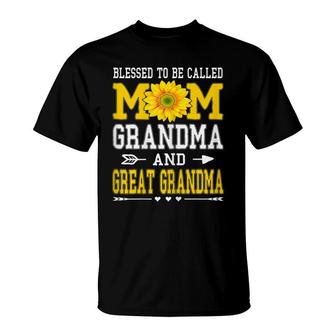 Womens Blessed To Be Called Mom Grandma Great Grandma Mothers Day T-Shirt - Seseable