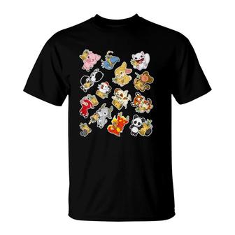 Womens Boba Bubble Milk Tea Chinese Zodiac Animals Anime Cartoons V-Neck T-Shirt | Mazezy