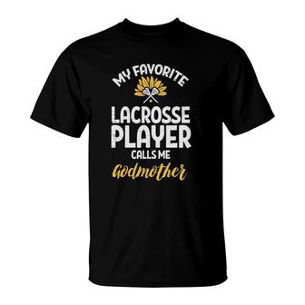 Womens Favorite Lacrosse Player Godmother Flower Lax Family Women T-Shirt | Mazezy