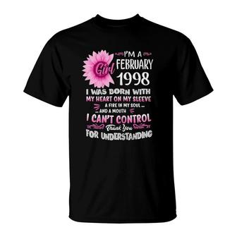 Womens February Girls 1998 23Rd Birthday Gift 23 Years Old T-Shirt - Seseable