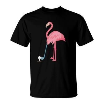 Womens Golf Flamingo Lover Gift Floral Women Men Funny Summer Cute V-Neck T-Shirt | Mazezy