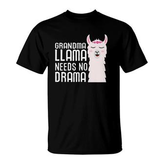 Womens Grandma Llama Needs No Drama Funny And Cute Llama Design T-Shirt | Mazezy