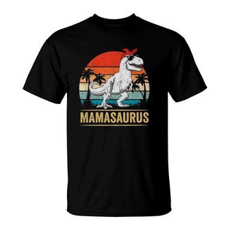 Womens Mamasaurusrex Dinosaur Mama Saurus Family Matching Women V-Neck T-Shirt | Mazezy