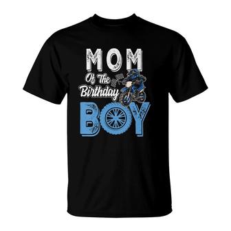 Womens Mom Of The Birthday Boy Dirt Bike B-Day Motocross Party V-Neck T-Shirt | Mazezy