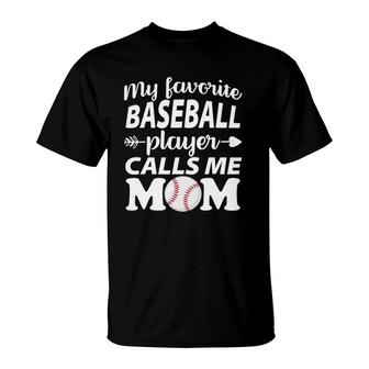 Womens My Favorite Baseball Player Calls Me Mom Mothers Day T-Shirt | Mazezy