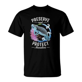 Womens Preserve And Protect Manatees Nature Conservation V-Neck T-Shirt | Mazezy