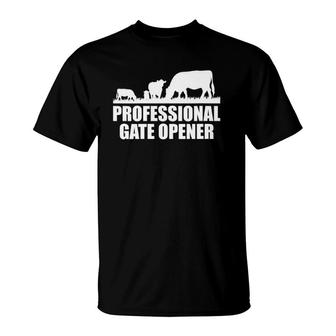 Womens Professional Gate Opener Cow Apparel V-Neck T-Shirt