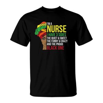 Womens Proud Black Nurse Woman Afro Cool Black History Month Gift T-Shirt - Seseable