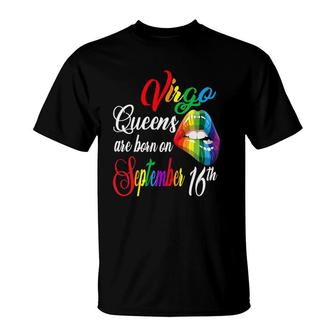 Womens Queens Are Born On September 16Th Virgo Girl Birthday Zodiac T-Shirt - Seseable