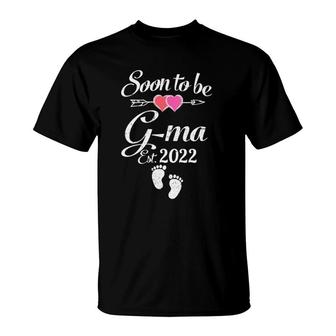 Womens Soon To Be G-Ma Est 2022 Baby Announcement V-Neck T-Shirt | Mazezy