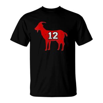 Womens Vintage Distressed Greatest Of All Time 12 Goat V-Neck T-Shirt | Mazezy