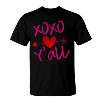 Xoxo Arrow Yall Red Pink Valentines Day Festive T-Shirt - Monsterry