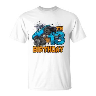 13 Year Old 13Th Birthday Boy Monster Truck Car T-Shirt - Seseable