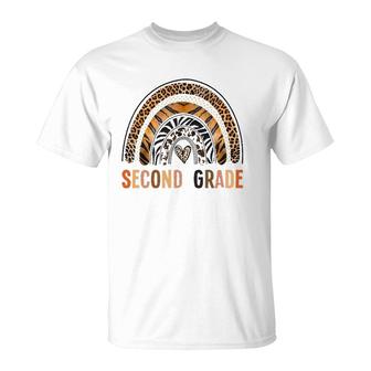 2Nd Grade Teacher Team Rainbow Leopard Skin Back To School T-Shirt | Seseable UK