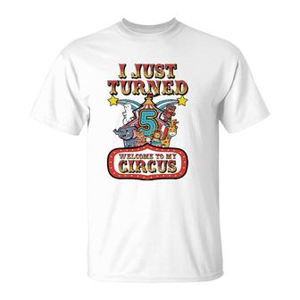 5Th Birthday Carnival Theme Welcome To My Circus Birthday T-Shirt | Mazezy