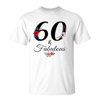 60 & Fabulous 60 Years Old Vintage Floral 1962 60Th Birthday T-Shirt - Seseable