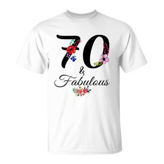 70 & Fabulous 70 Year Old Vintage Floral 1952 70Th Birthday T-Shirt - Seseable